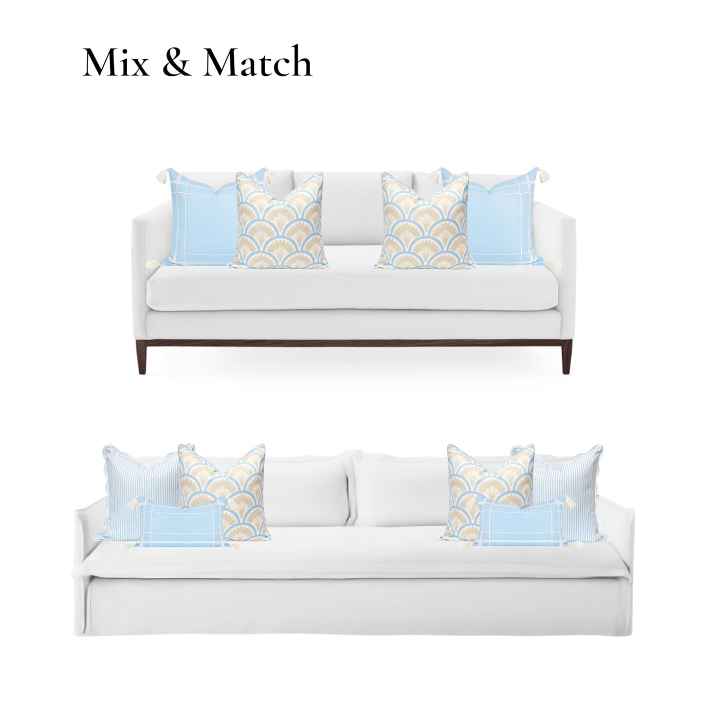 Indoor Outdoor Scalloped Lumbar Pillow Cover 12"x20"