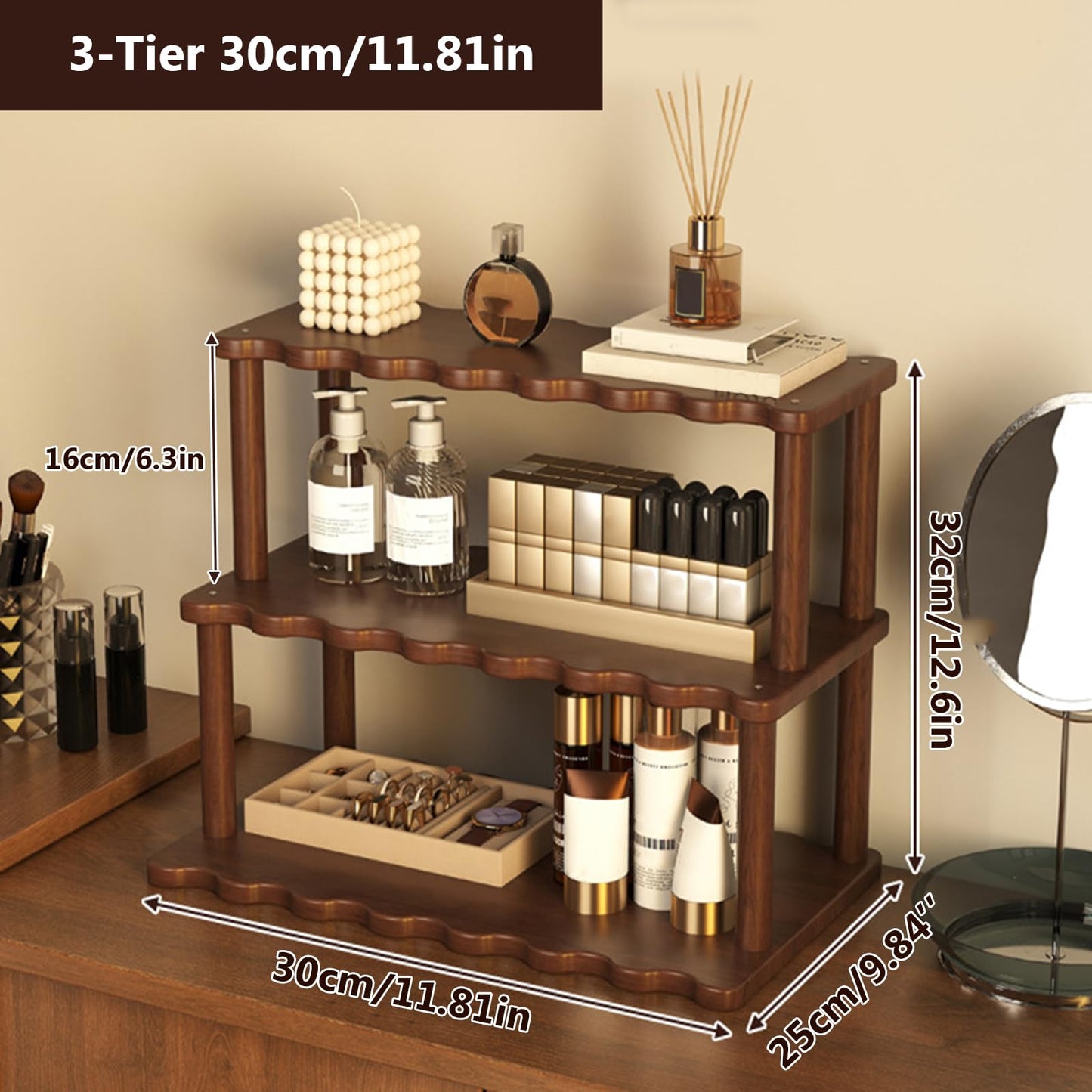 Wooden Mug Holder Countertop Cabinet