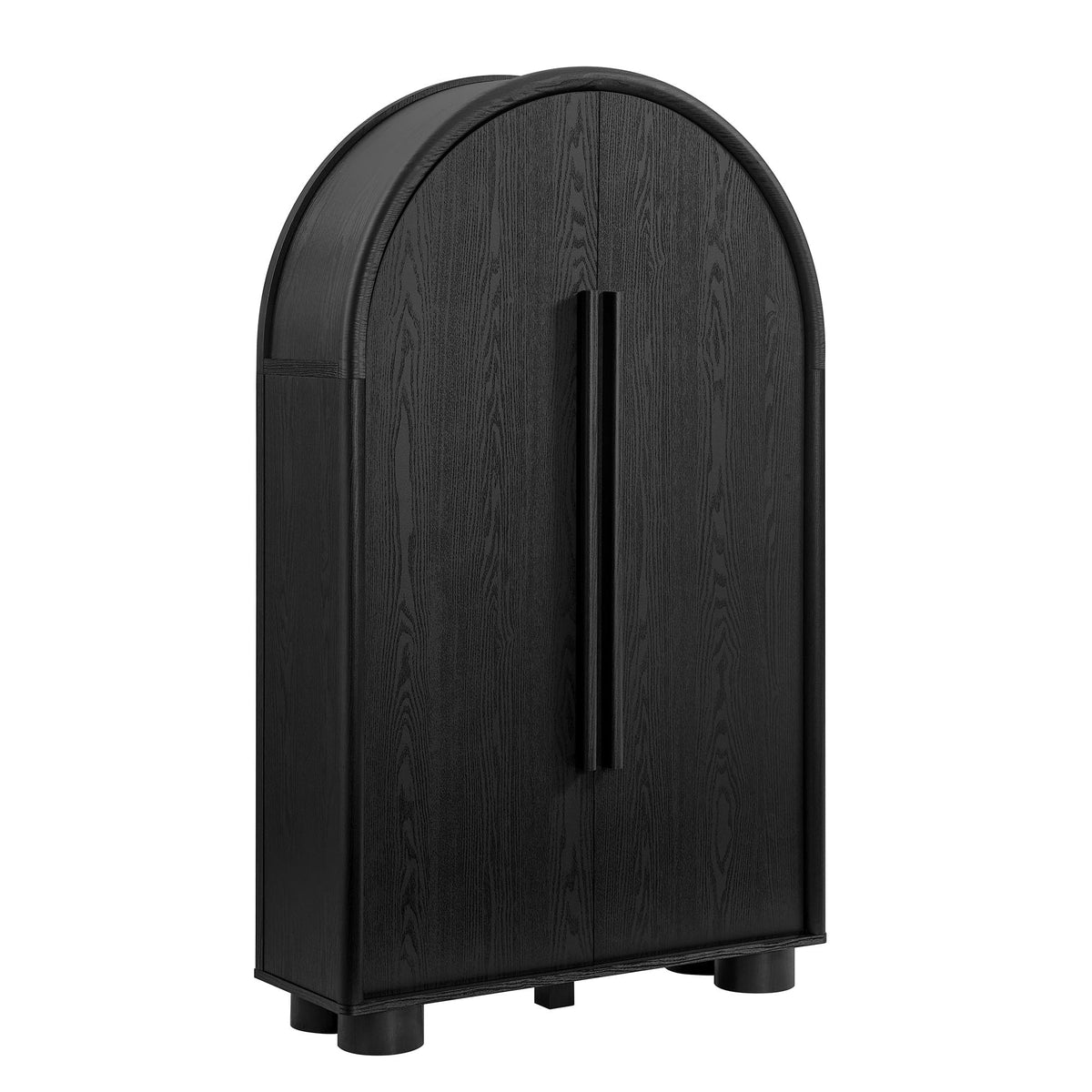 Modern Arched Storage Cabinet with Concealed Desk & Shelves