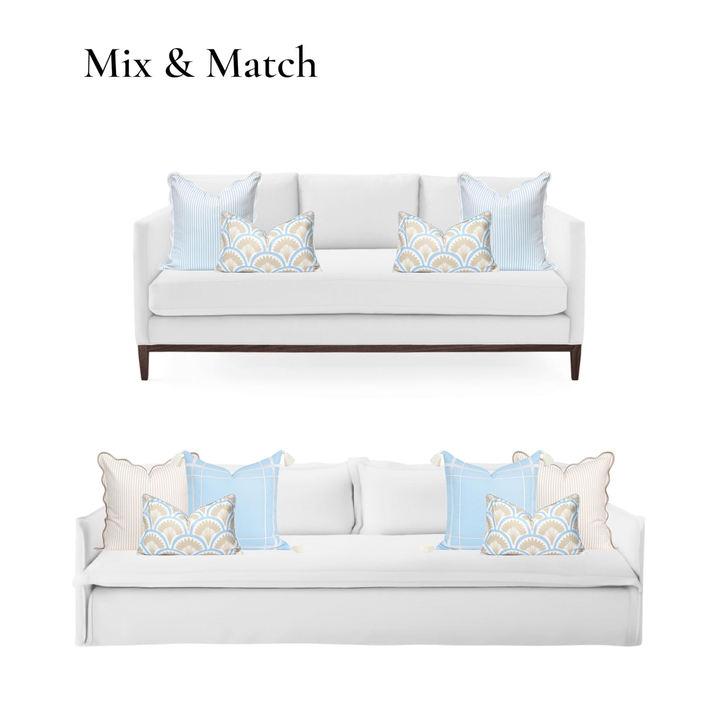 Indoor Outdoor Scalloped Lumbar Pillow Cover 12"x20"