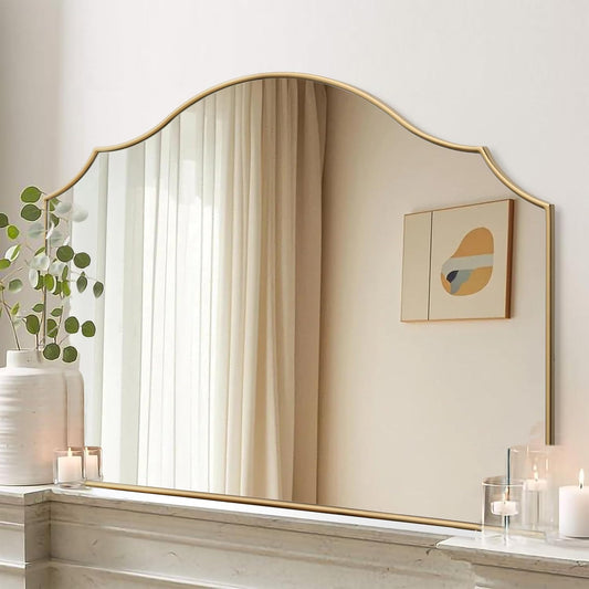 Large Modern Gold Scalloped Wall Mirror: 40"x29"