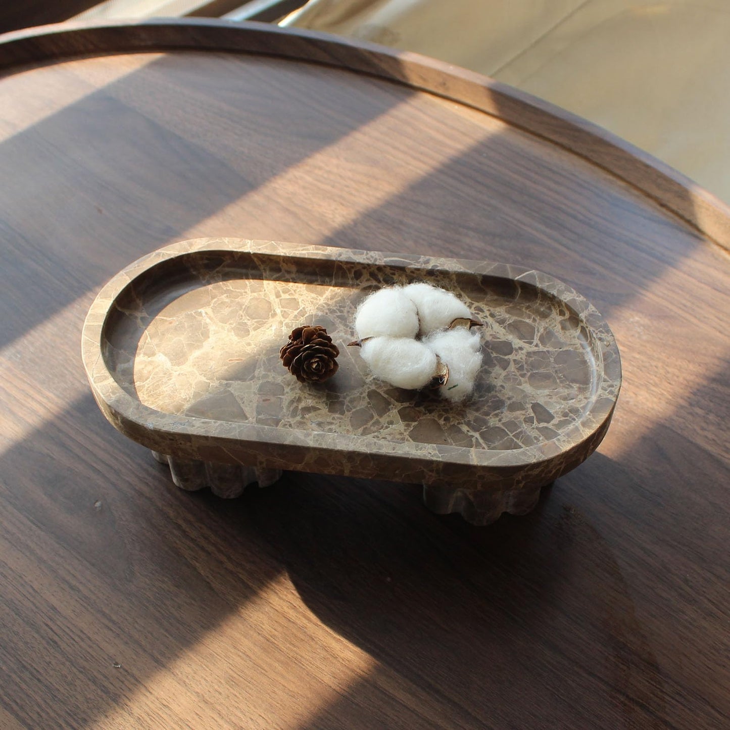 Natural Travertine Marble Oval Tray