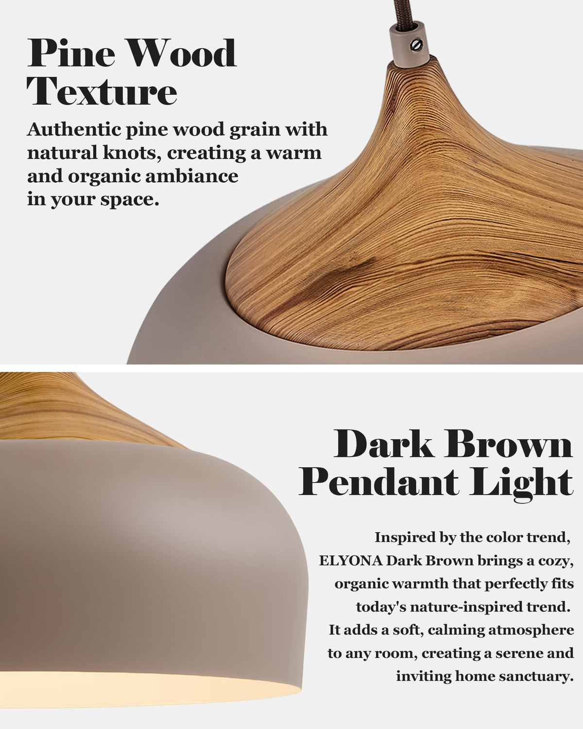 Modern Walnut Wooden Pendant Dome Light