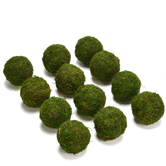 BYHER Natural Green Moss Decorative Ball,Handmade (3.5"-Set of 6)