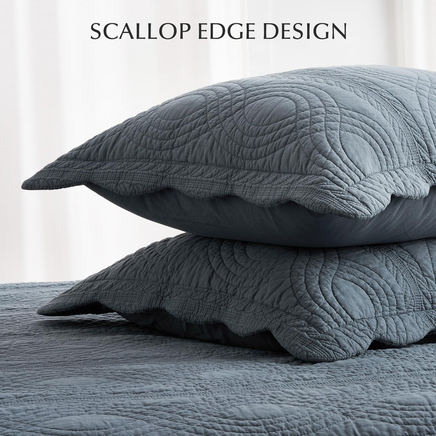 100% Cotton Scallop Quilt Set