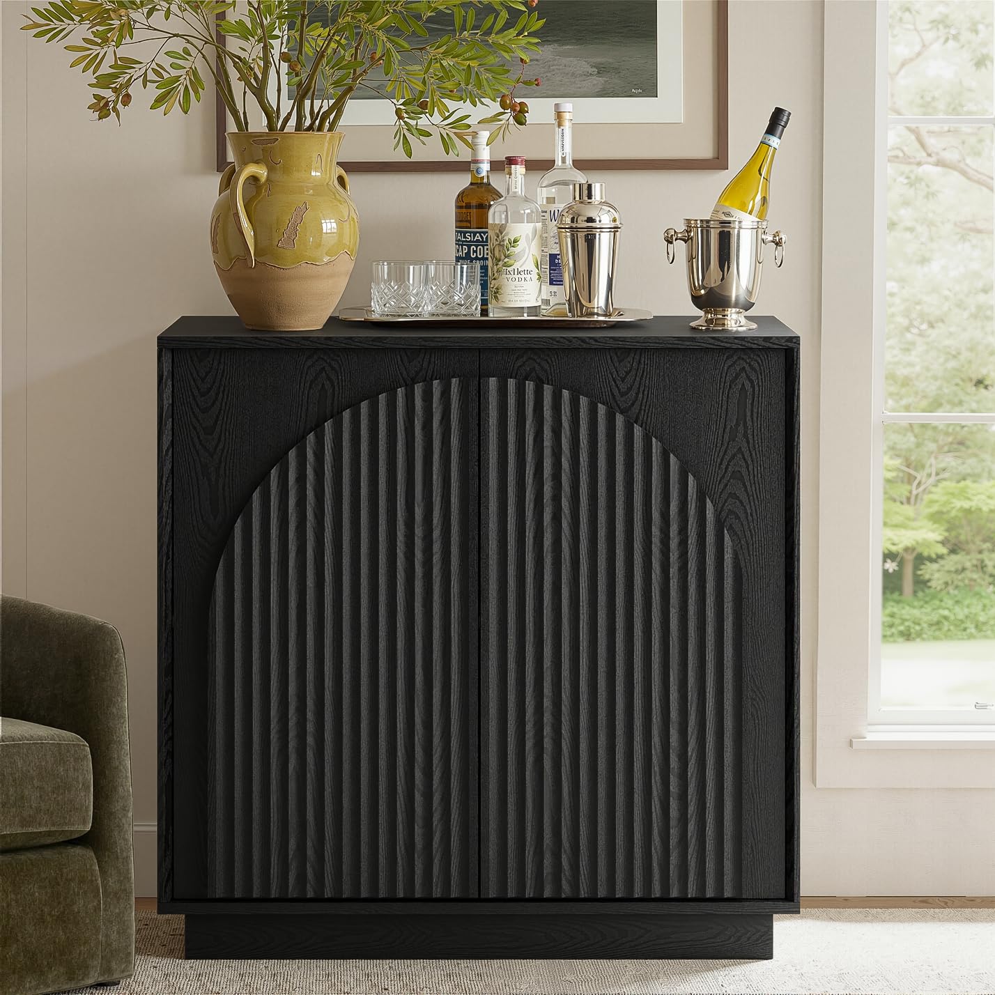 Modern Buffet Cabinet / Sideboard with Storage with Wave Design