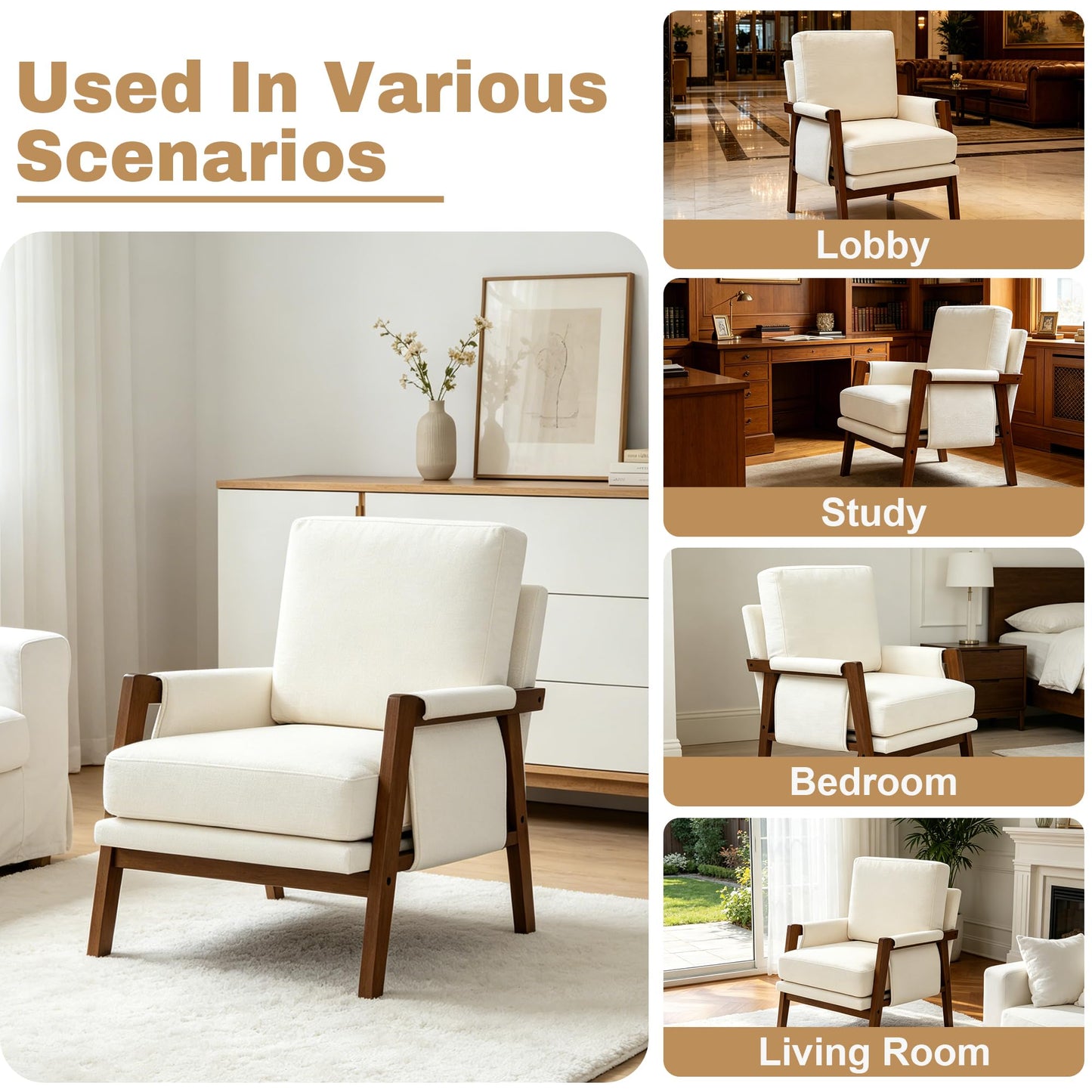 Modern Accent Armchair_Solid Wood