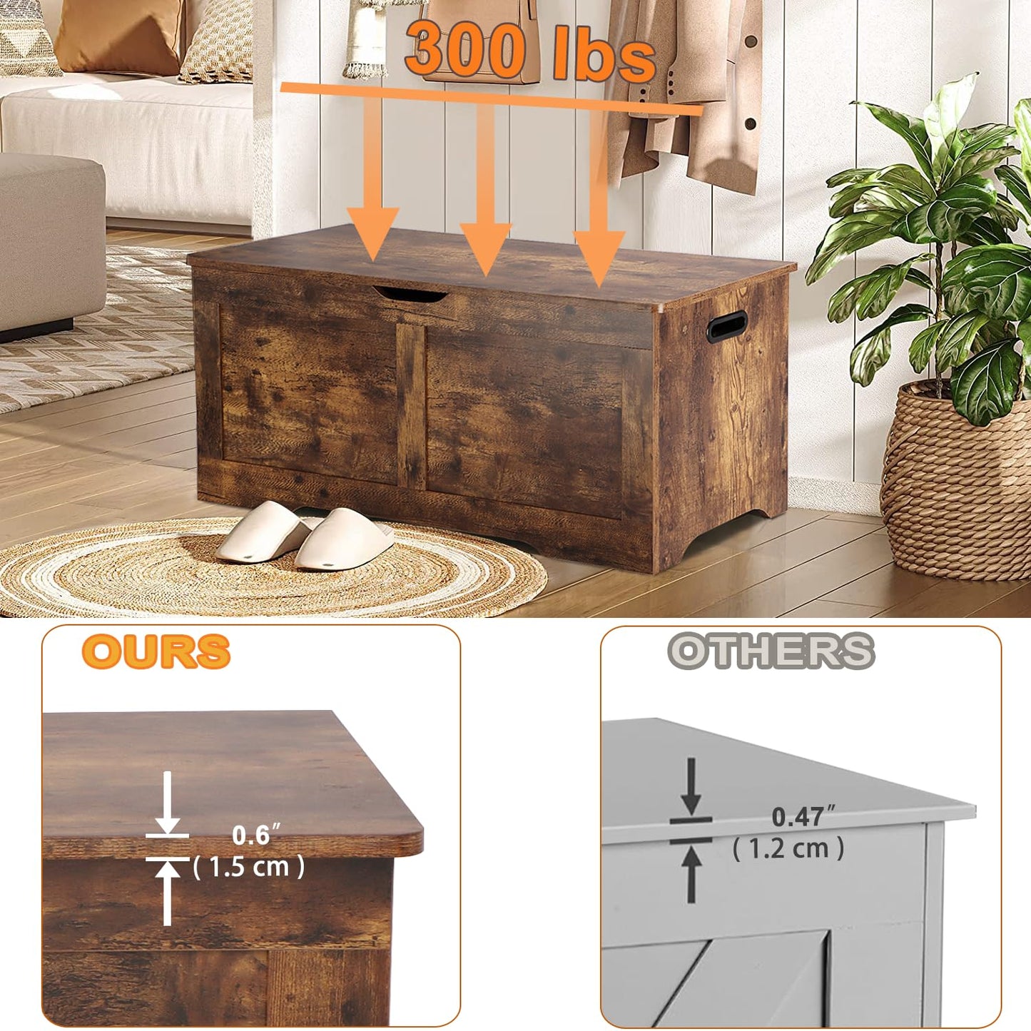 Timberer 47.2" Wooden Extra Large Storage Trunk