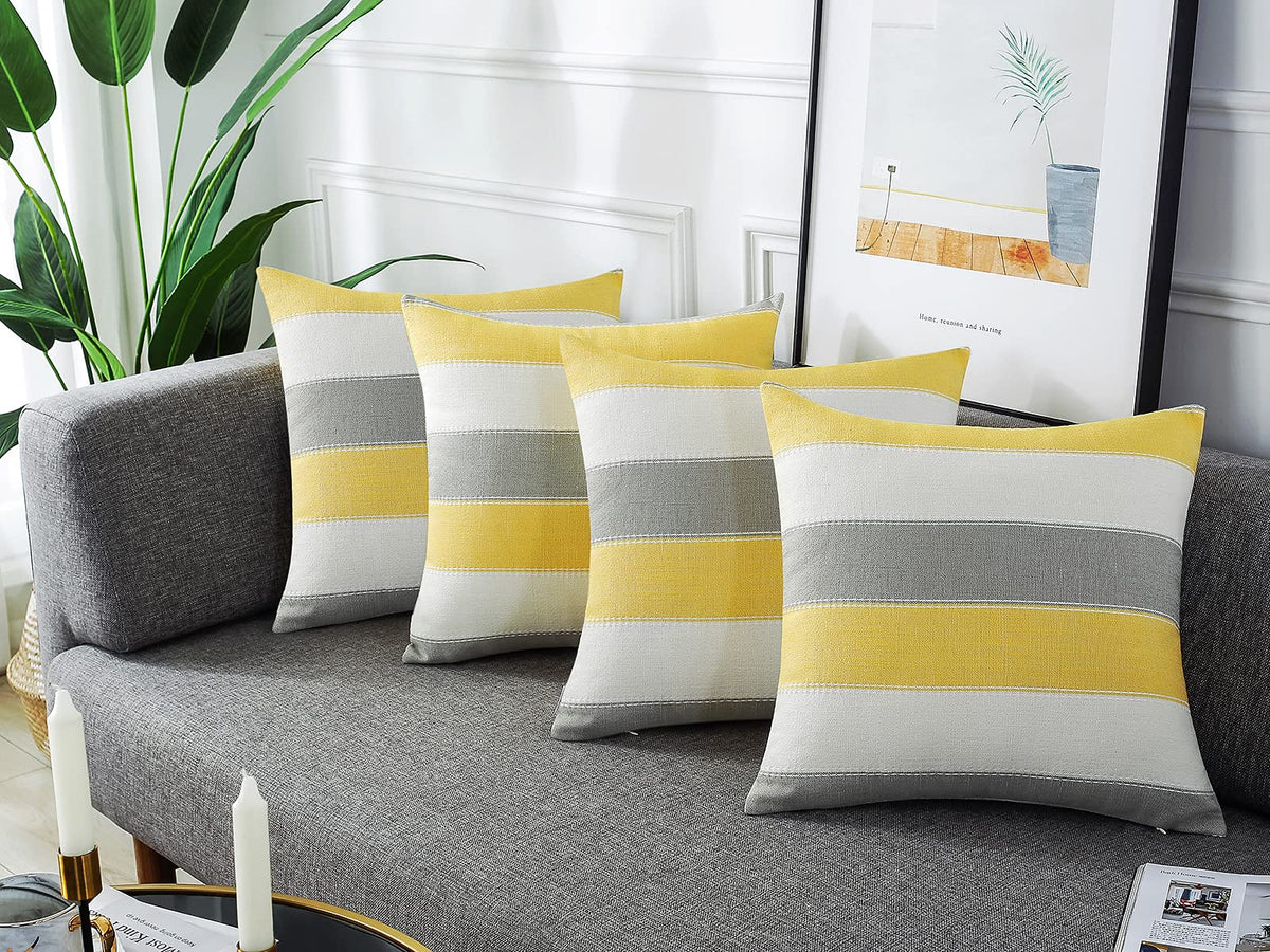 2 Pair Stripe Check Throw Pillow Covers 18x18Inch
