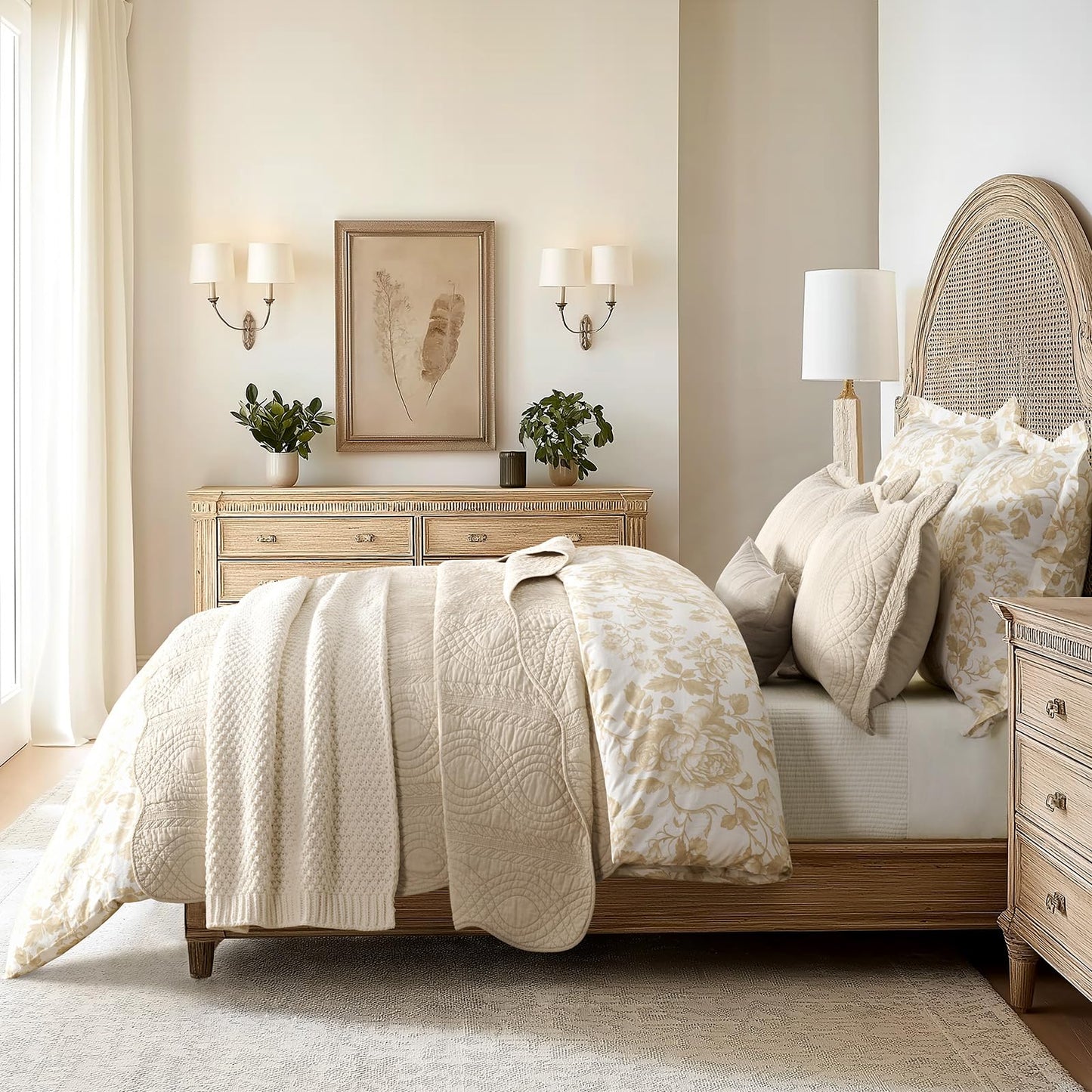 100% Cotton Scallop Quilt Set