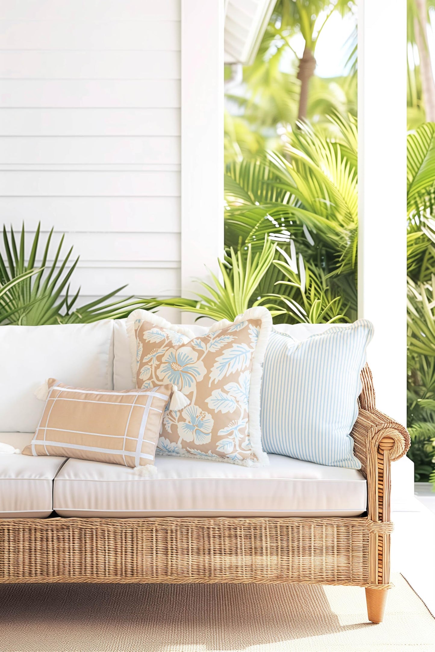 Indoor Outdoor Scalloped Lumbar Pillow Cover 12"x20"