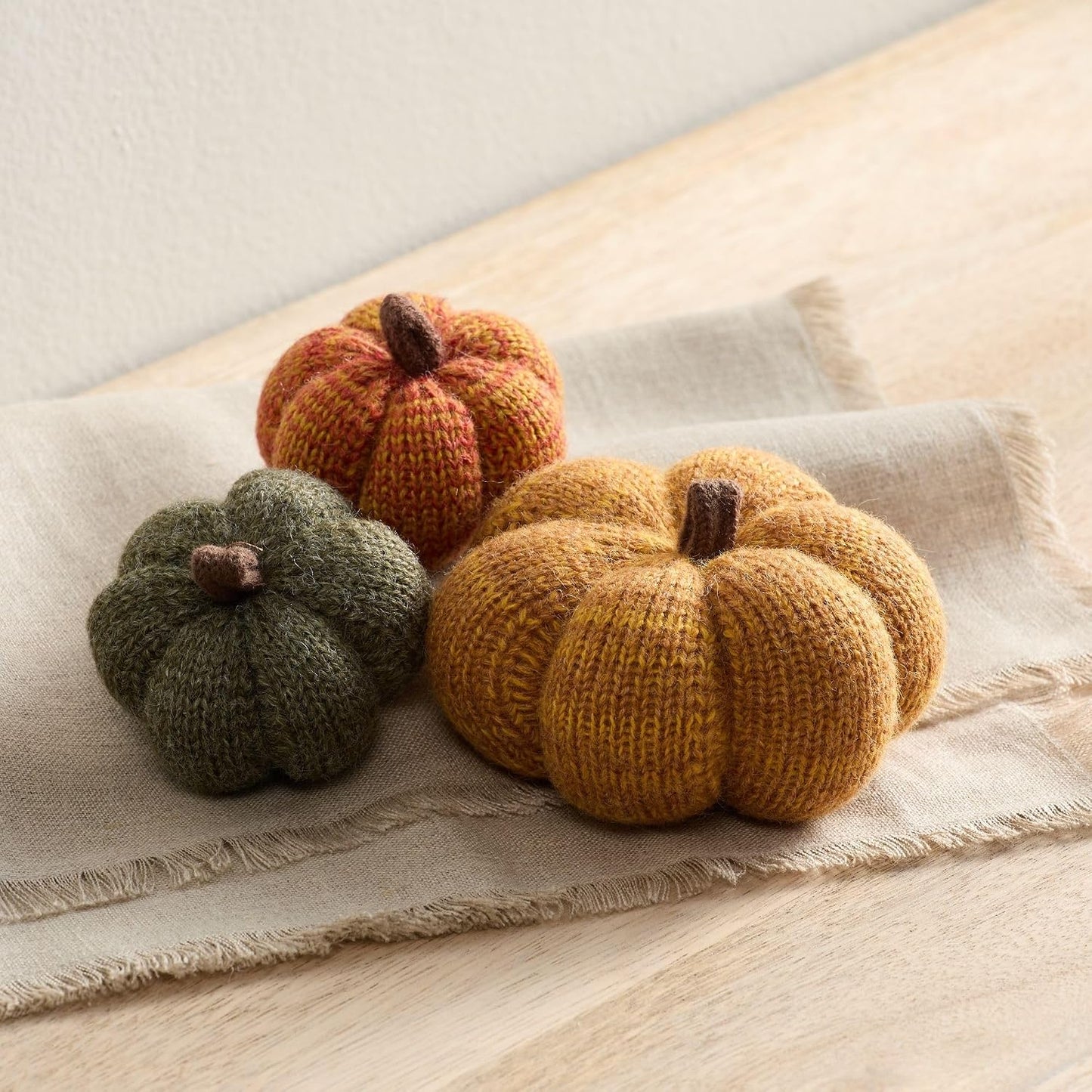 Set of 3 Cozy Knit Pumpkins