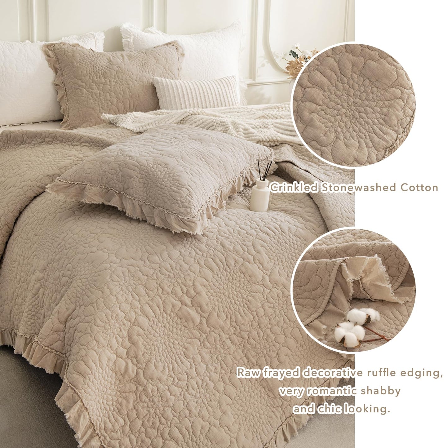 Cotton Oversized Quilt Bedspread Set