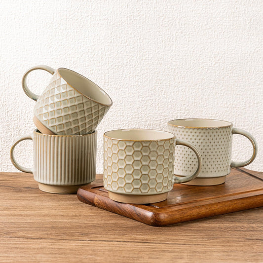 Stackable Ceramic Coffee Mugs_12OZ