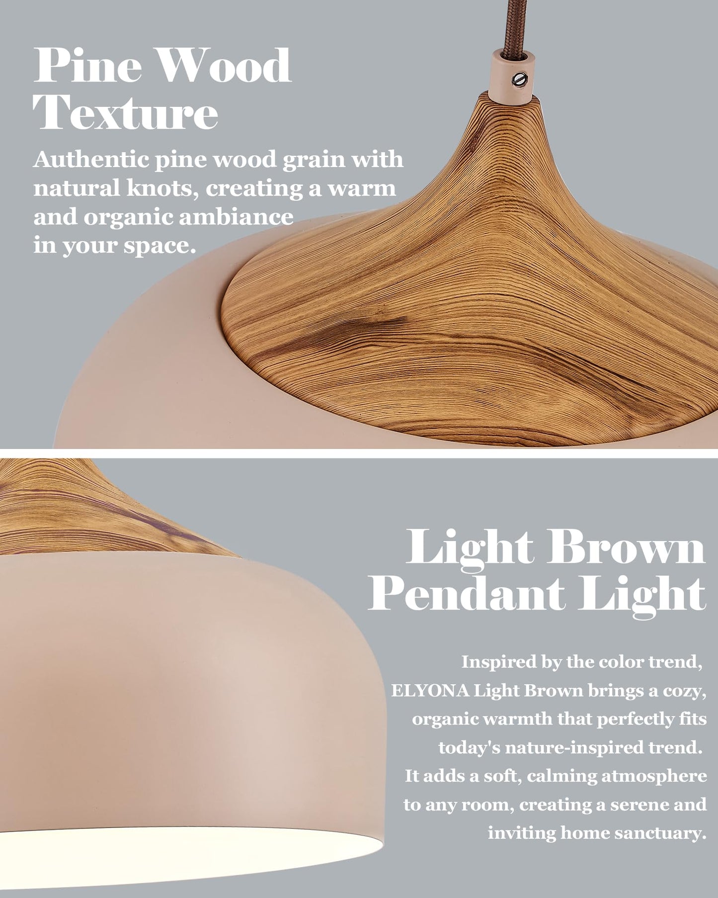 Modern Walnut Wooden Pendant Dome Light