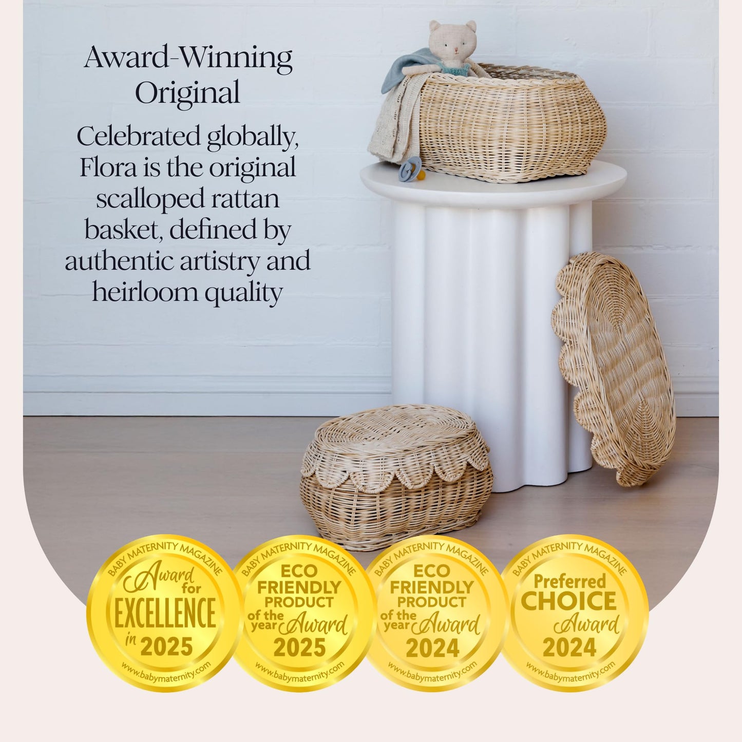 Hand-Woven Scalloped Basket Set Of 2