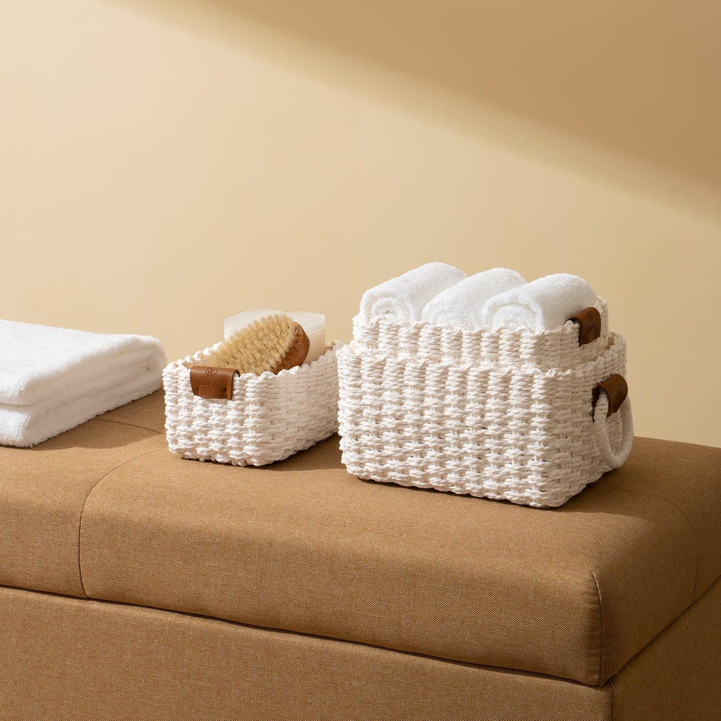 Wicker Square Storage Organizer Baskets / Set of 3