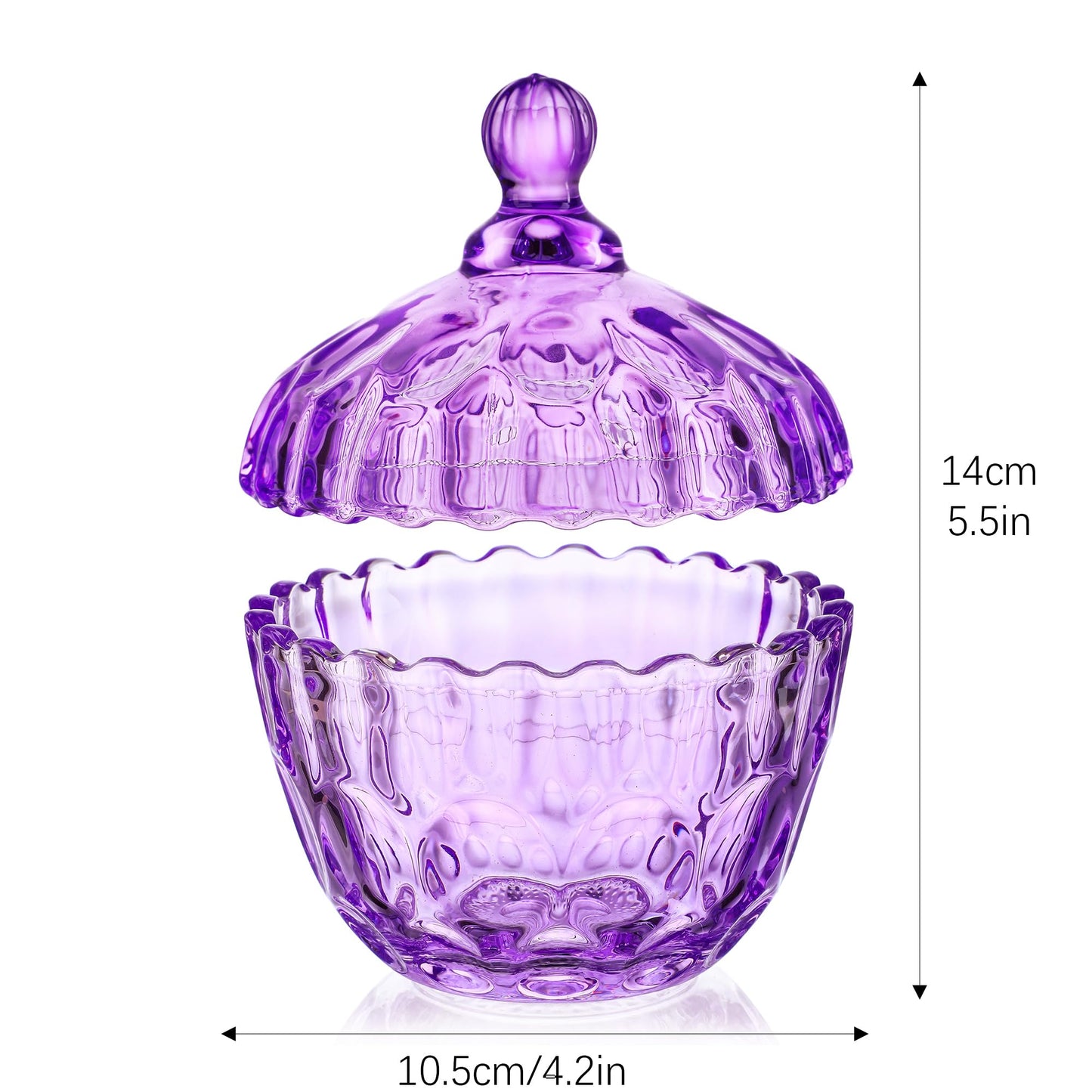 Decorative Embossed Glass Dish with Lid