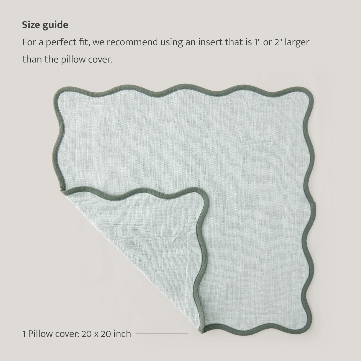 Double Stitch Scalloped Throw Pillow Covers - 100% Cotton