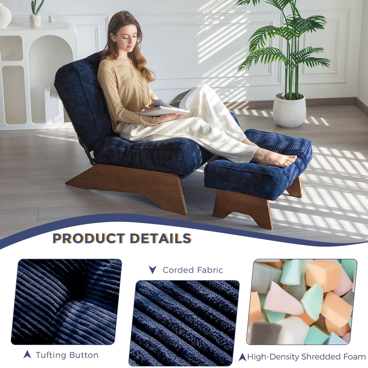 Lounge Chair with Ottoman and with Adjustable Backrest