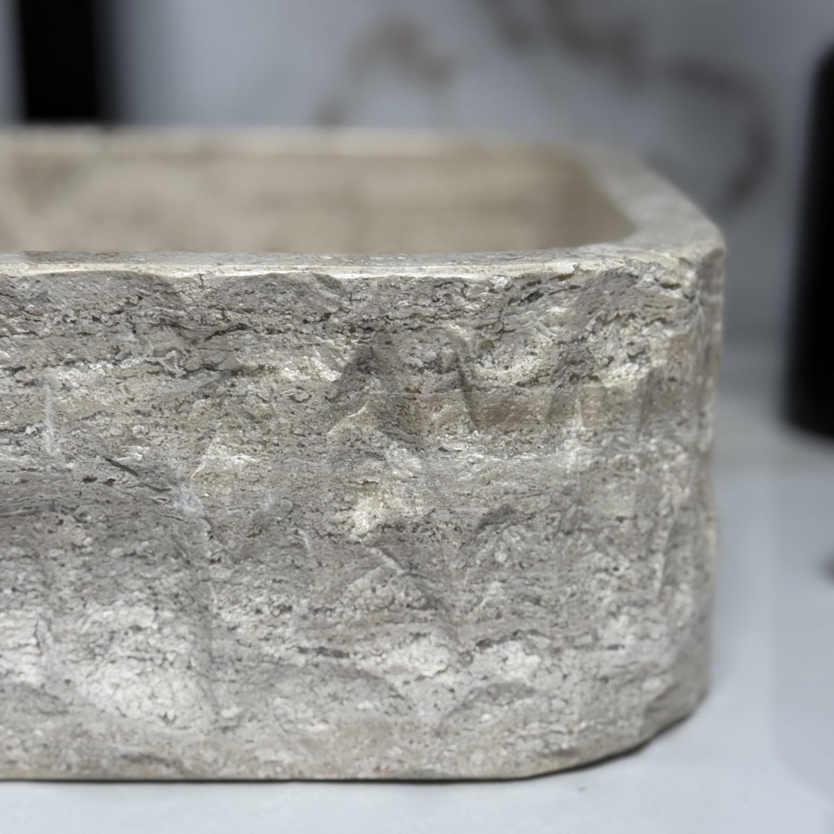 Oval Natural Stone Wash Basin Travertine Vessel Sink