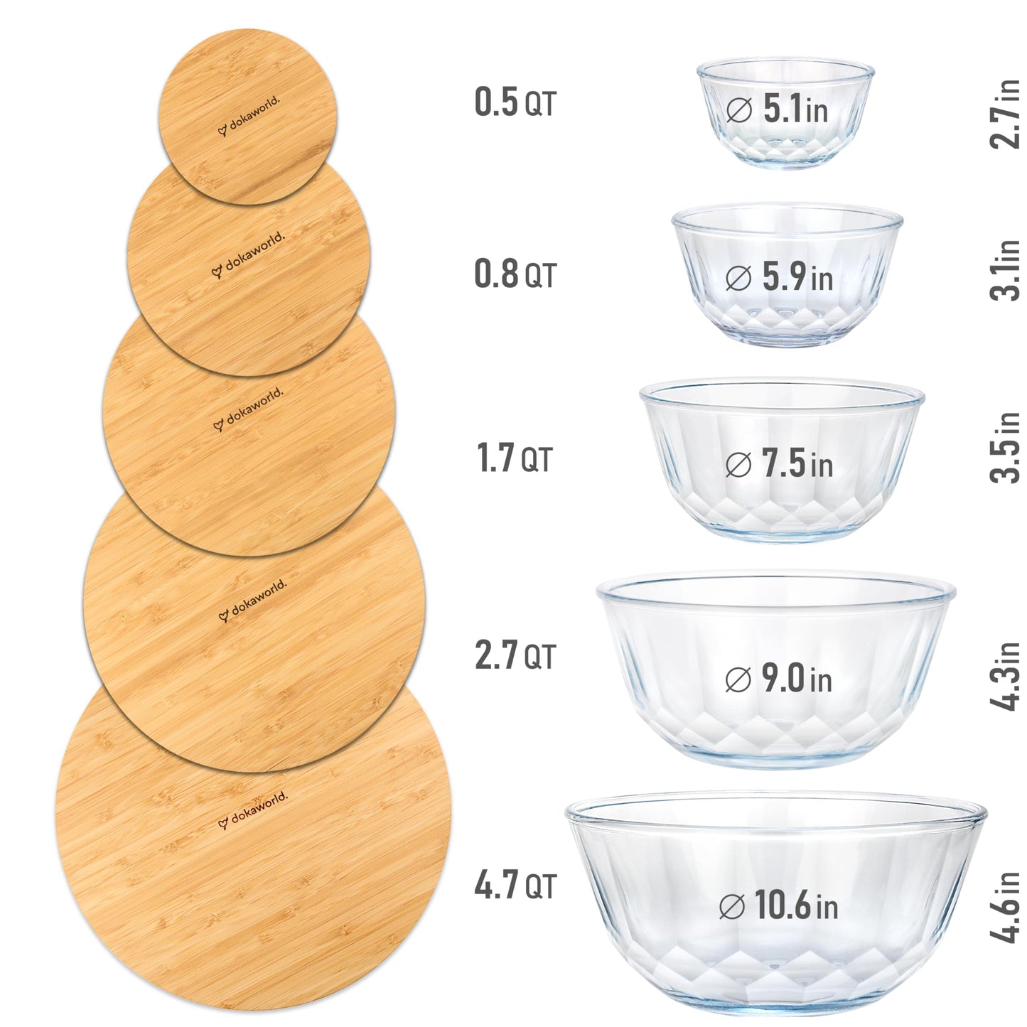 Glass Container Set with Acacia Lids - 4 Stackable Meal Prep Containers. Durable heat resistant Inert Borosilicate Glass