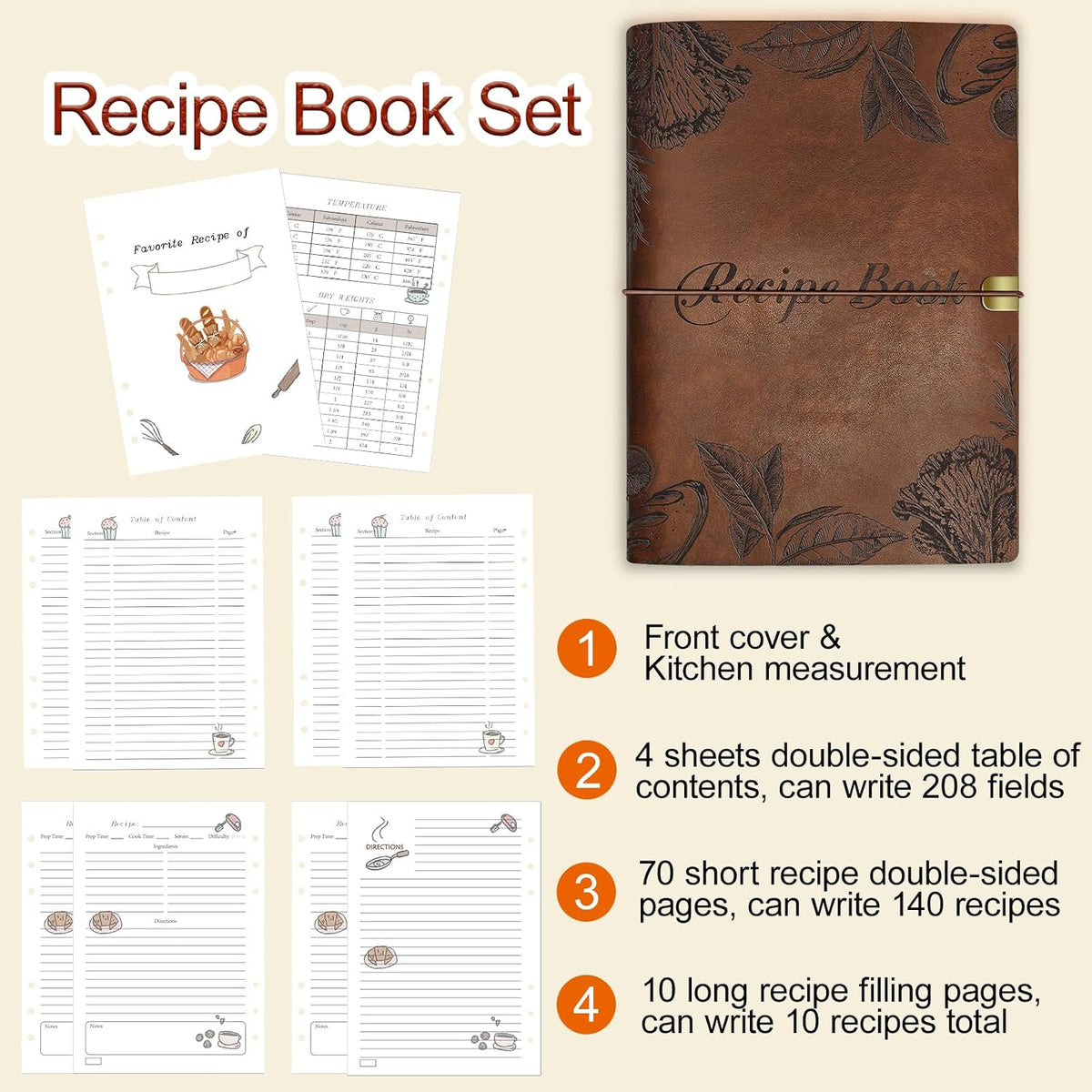 Blank Recipe Leather Cookbook