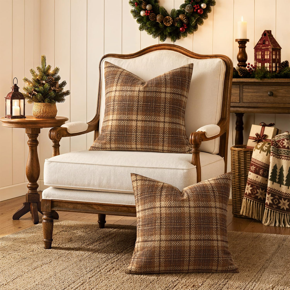 Plaid Throw Pillow Covers Fall 18x18 Inch