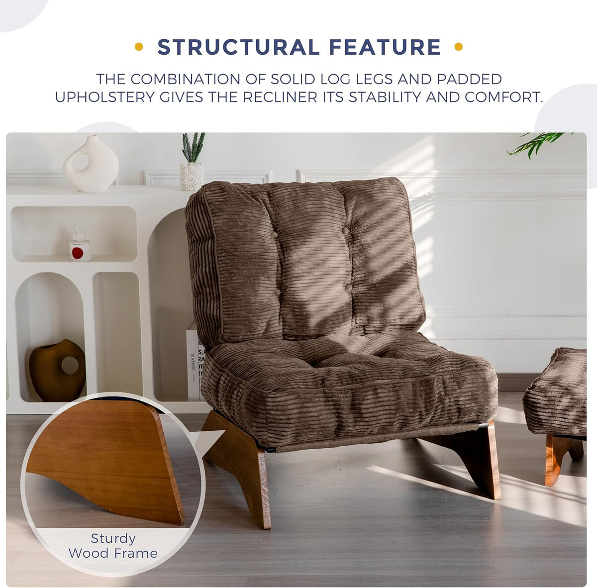 Lounge Chair with Ottoman and with Adjustable Backrest