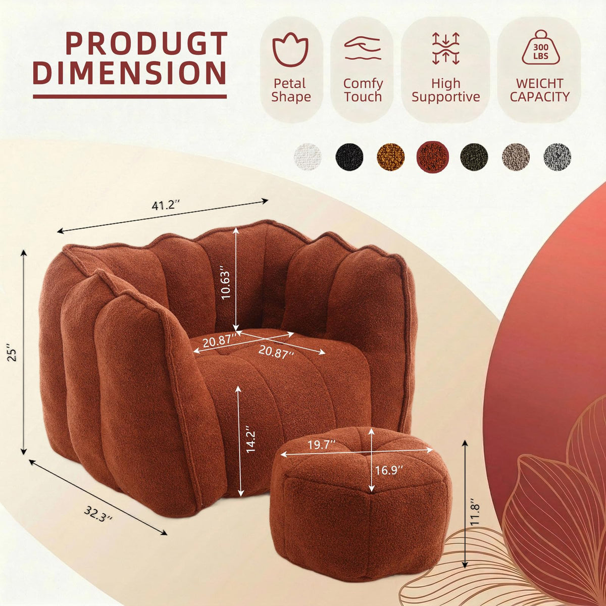 Bean Bag Couch with Ottoman