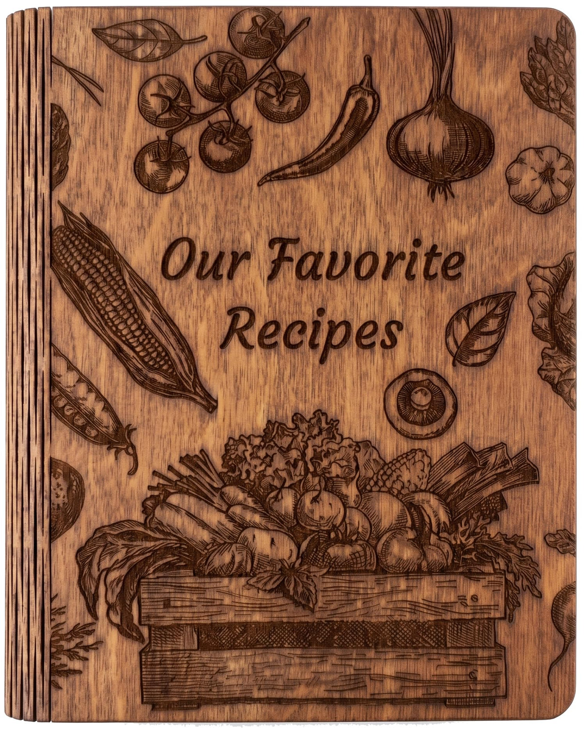 Wooden Recipe Book Engraved Journal