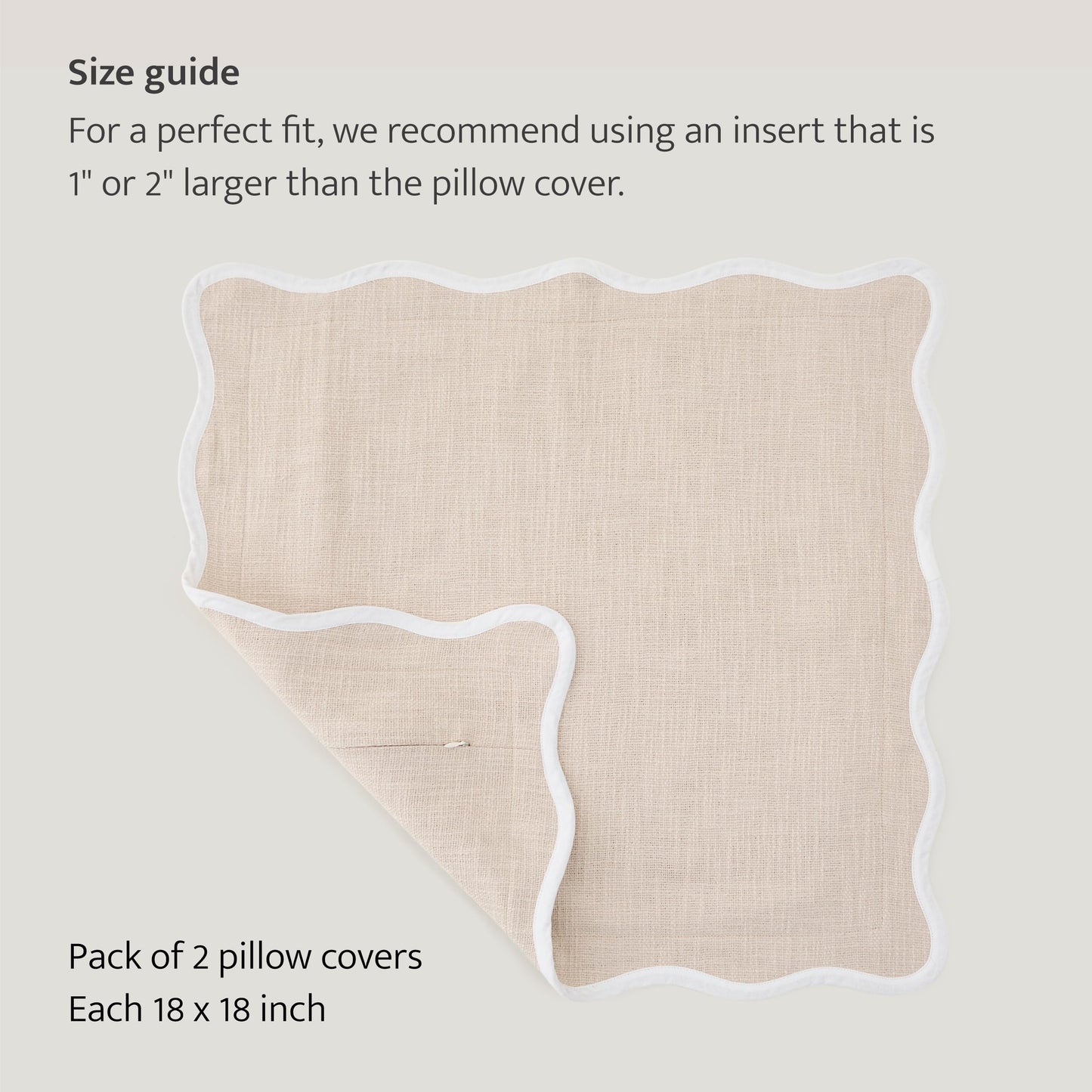 Double Stitch Scalloped Throw Pillow Covers - 100% Cotton
