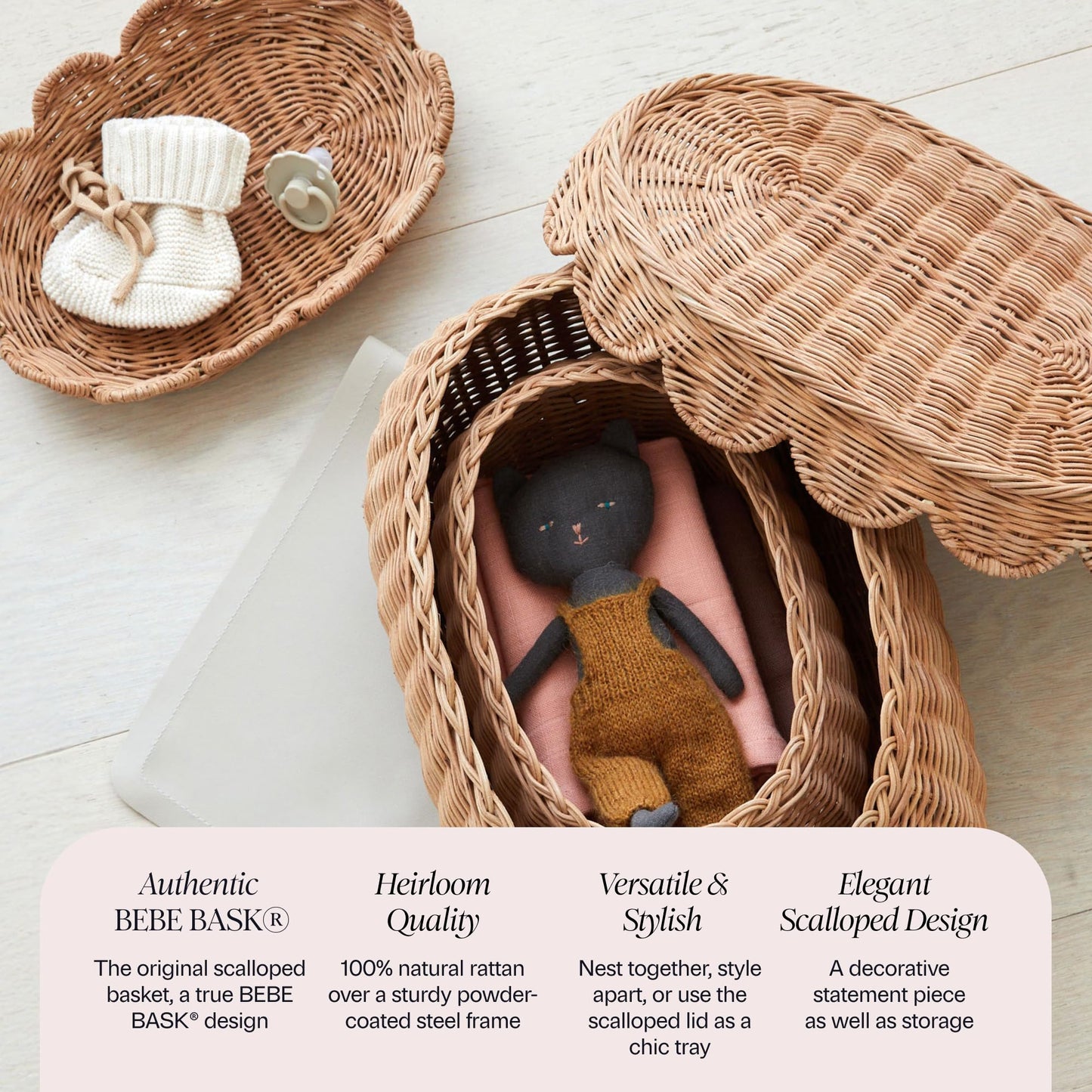 Hand-Woven Scalloped Basket Set Of 2