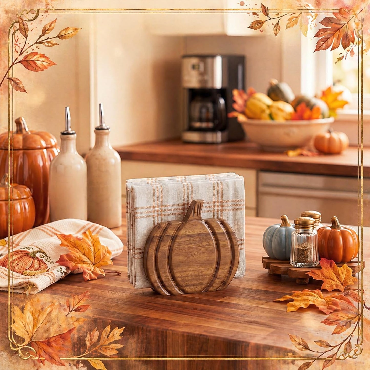 Wooden Pumpkin Napkin Holder