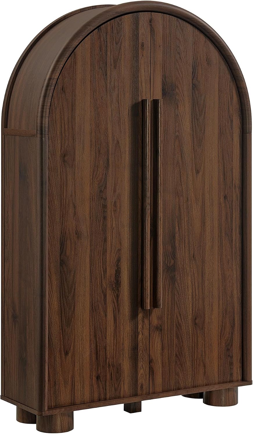 Modern Arched Storage Cabinet with Concealed Desk & Shelves