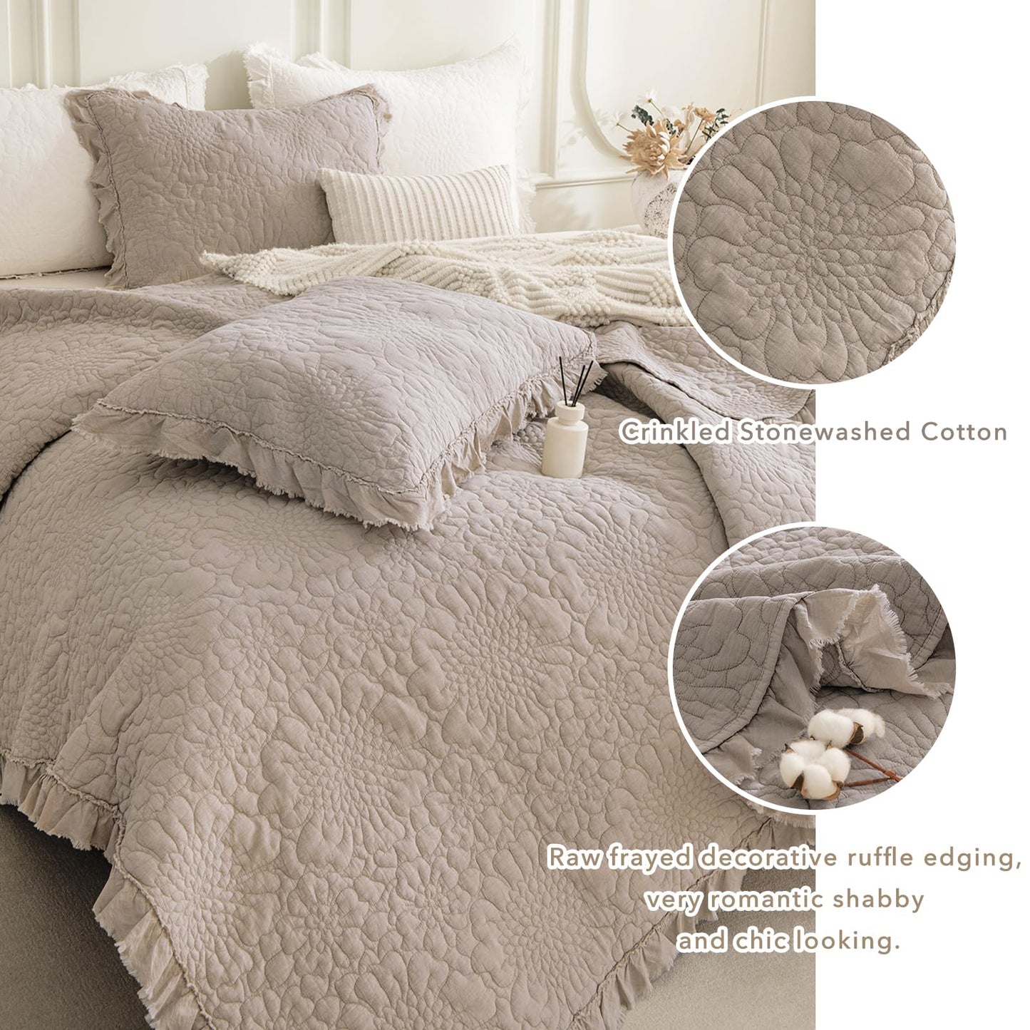 Cotton Oversized Quilt Bedspread Set