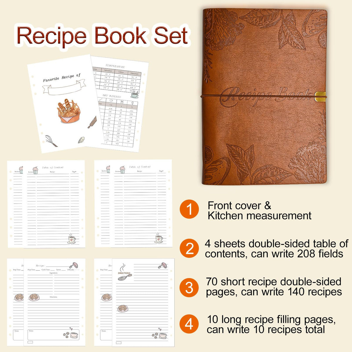 Blank Recipe Leather Cookbook