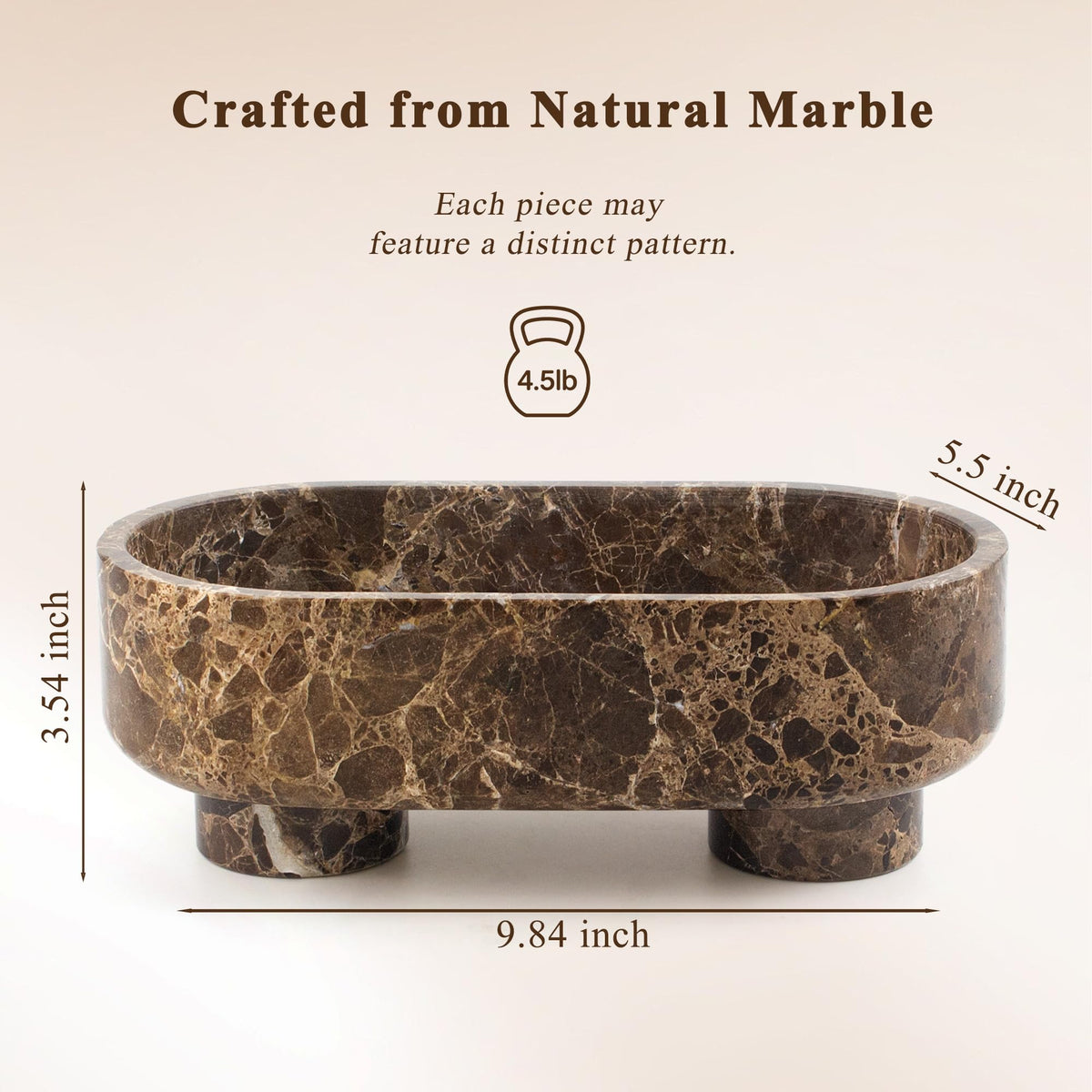 Natural Calacatta Viola Oval Marble Bowl