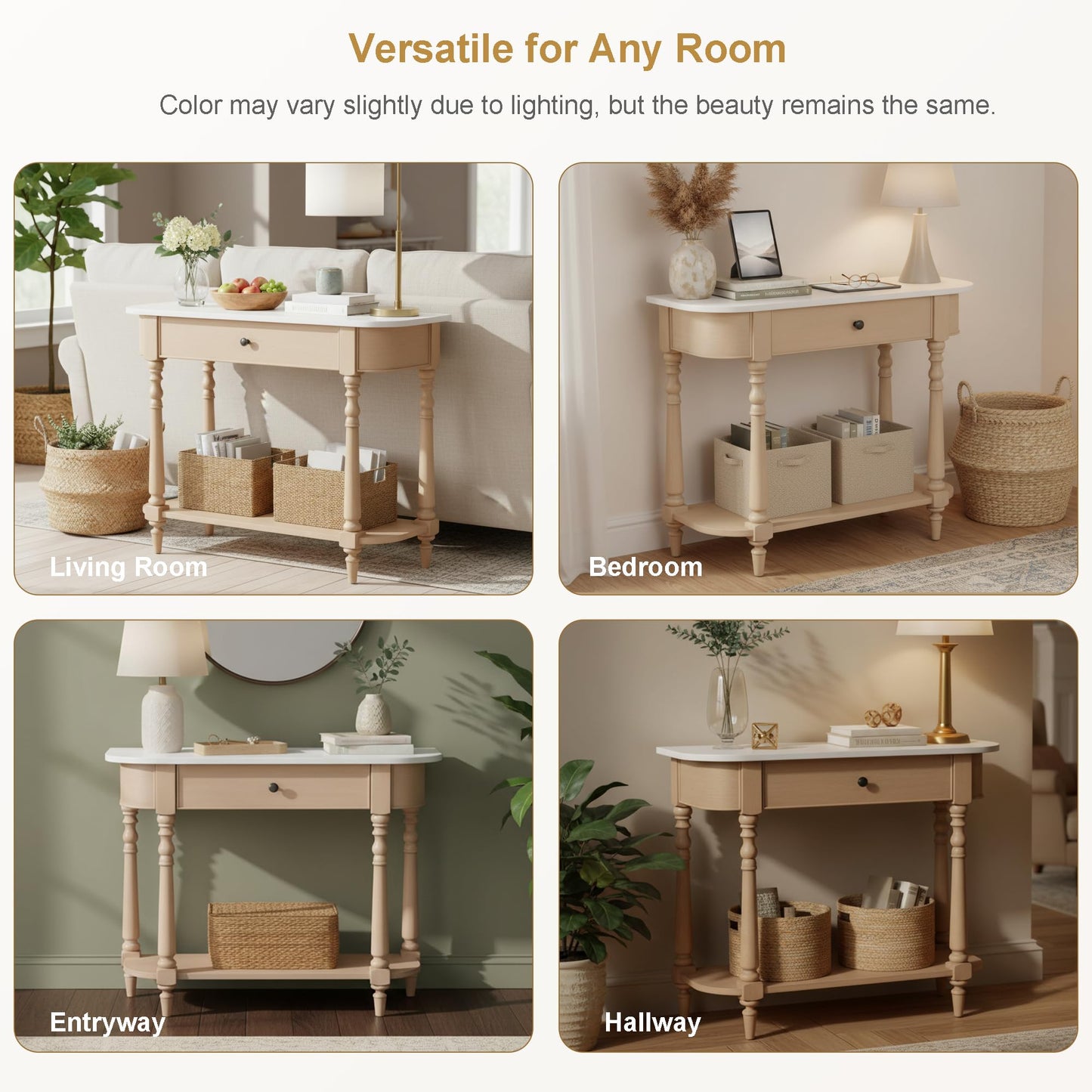 36-Inch Retro Console Sofa Table with Drawer & Storage Shelf