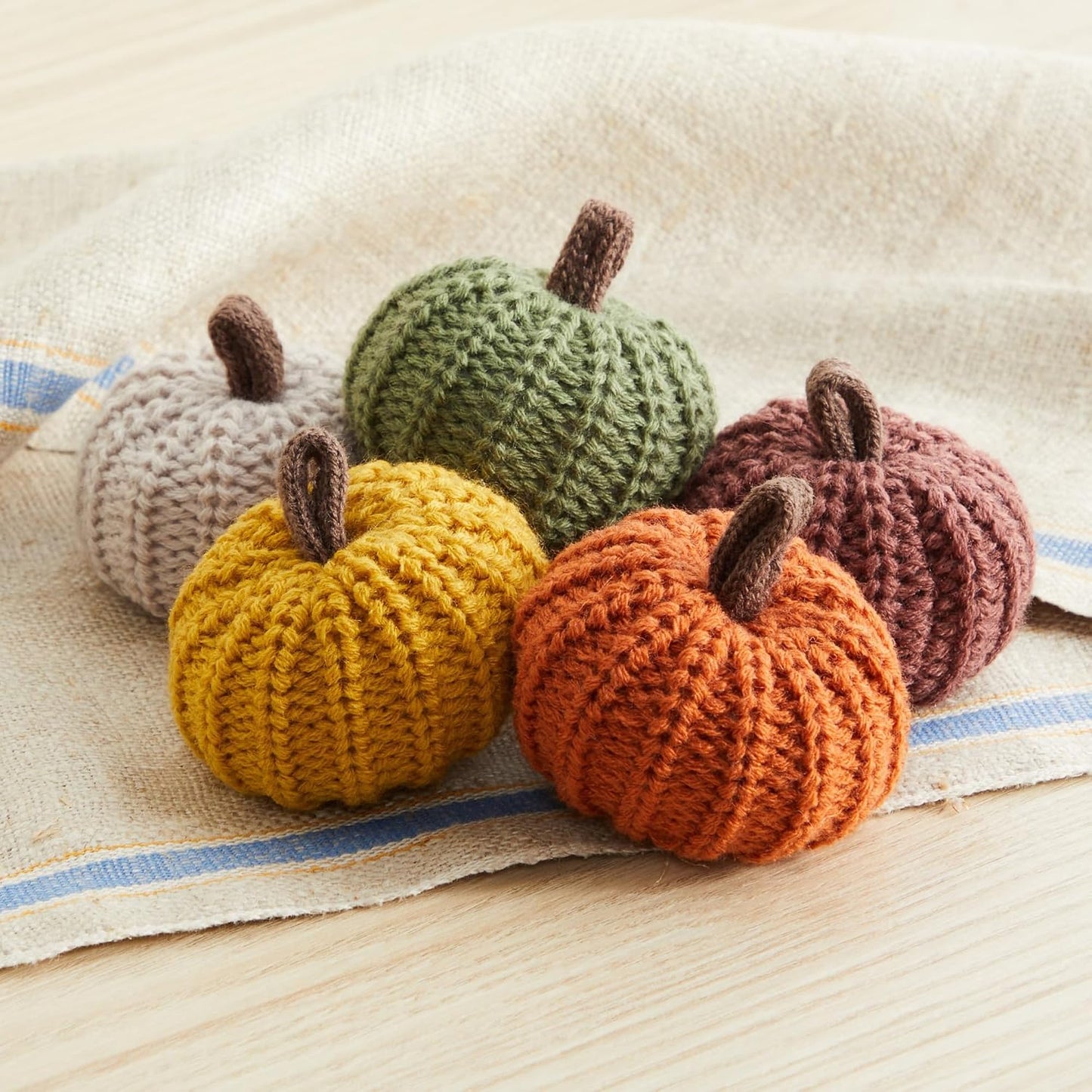 Set of 3 Cozy Knit Pumpkins