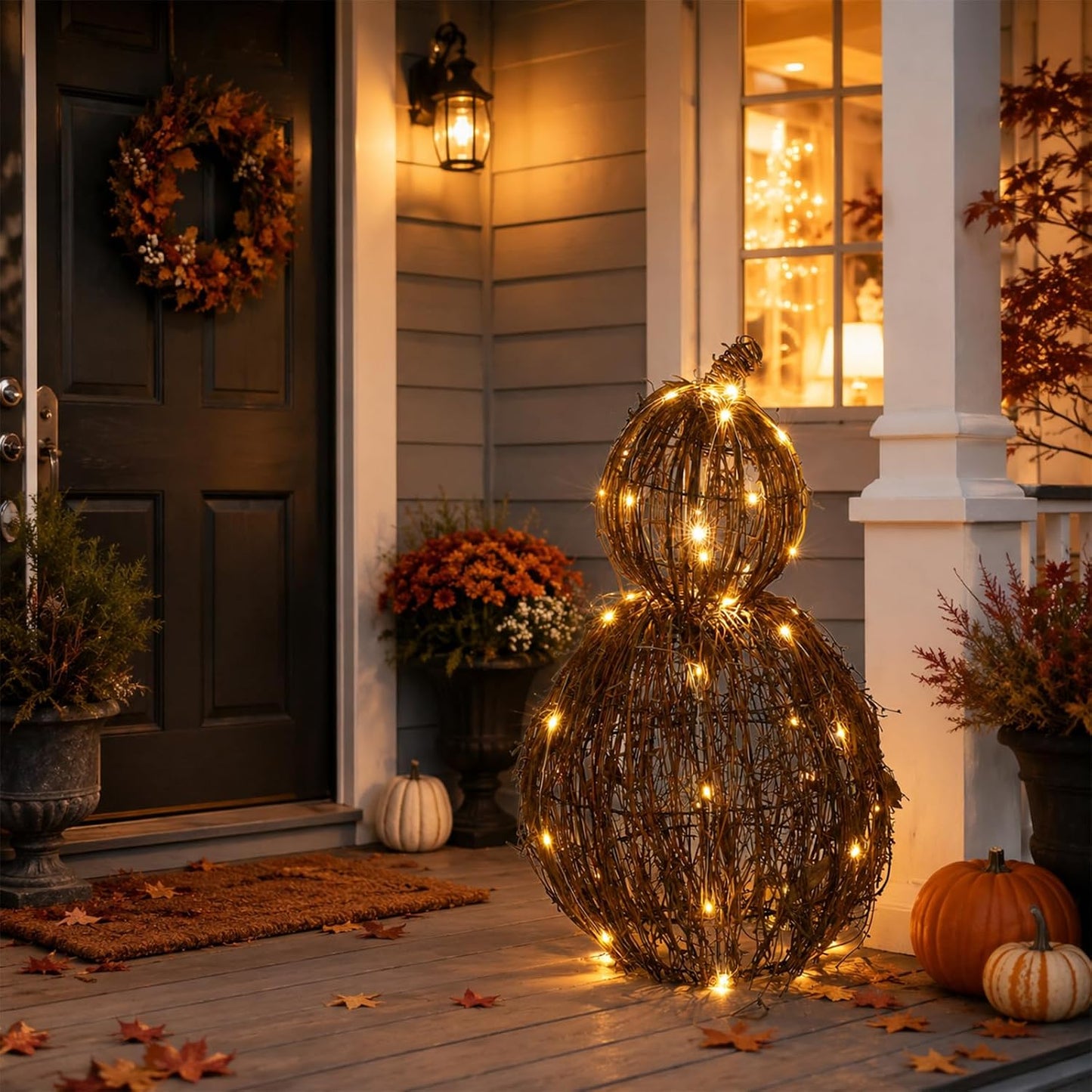 Woven Lit Fall Pumpkin