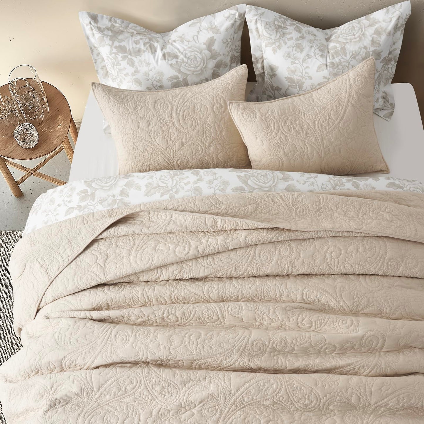 100% Cotton Scallop Quilt Set