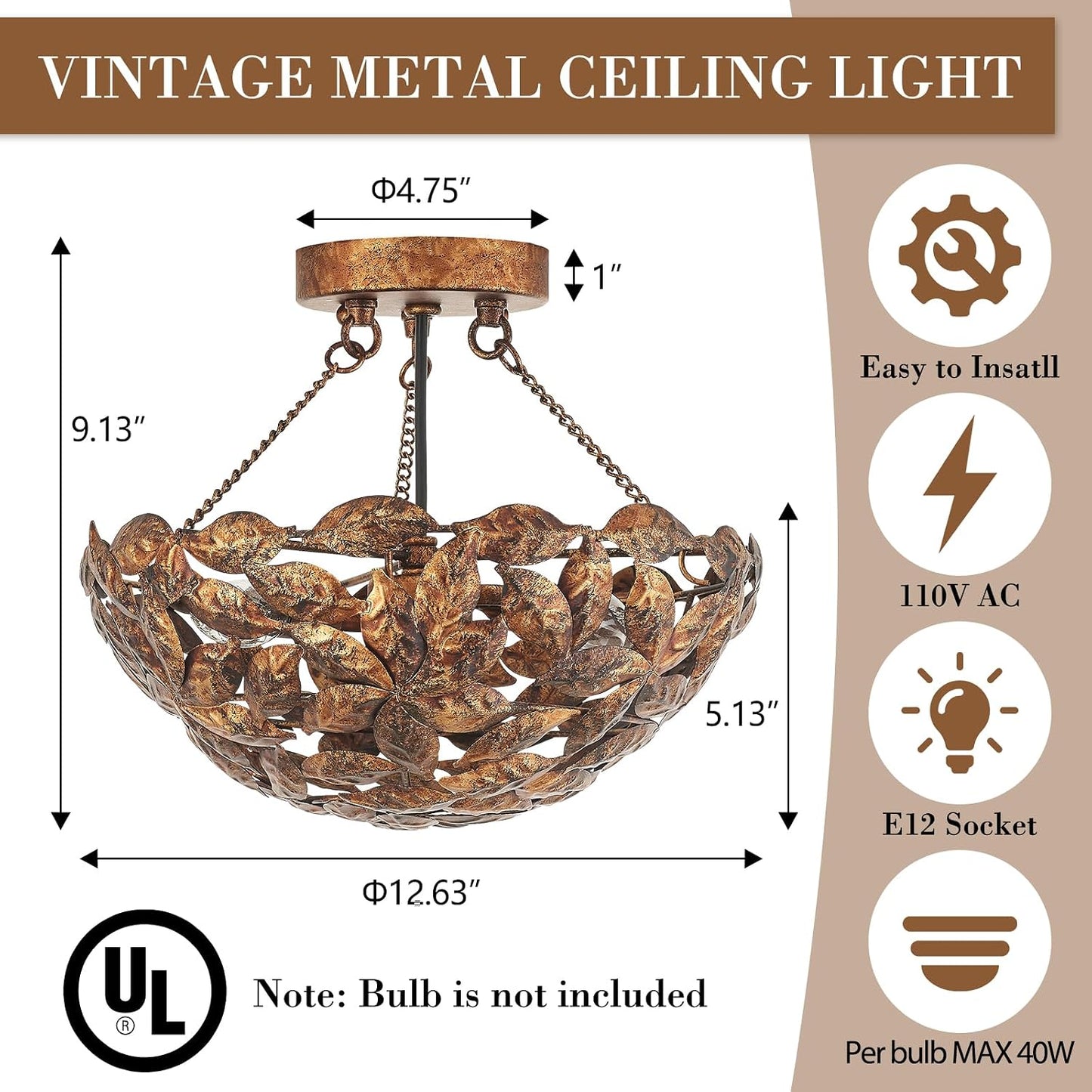 Vintage Flush Mount Ceiling Light