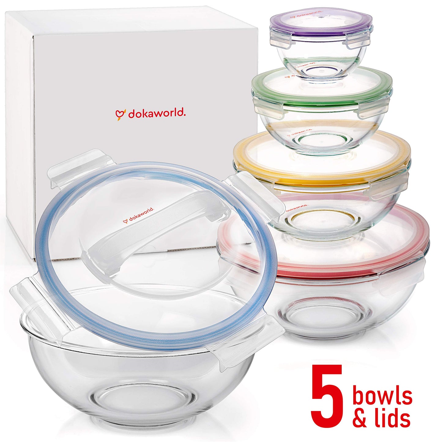 Glass Container Set with Acacia Lids - 4 Stackable Meal Prep Containers. Durable heat resistant Inert Borosilicate Glass