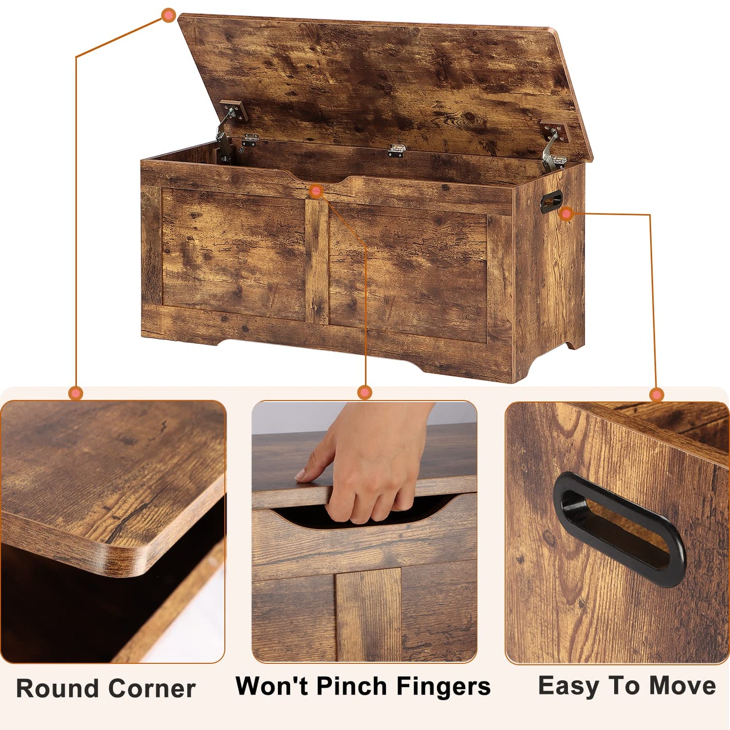Timberer 47.2" Wooden Extra Large Storage Trunk