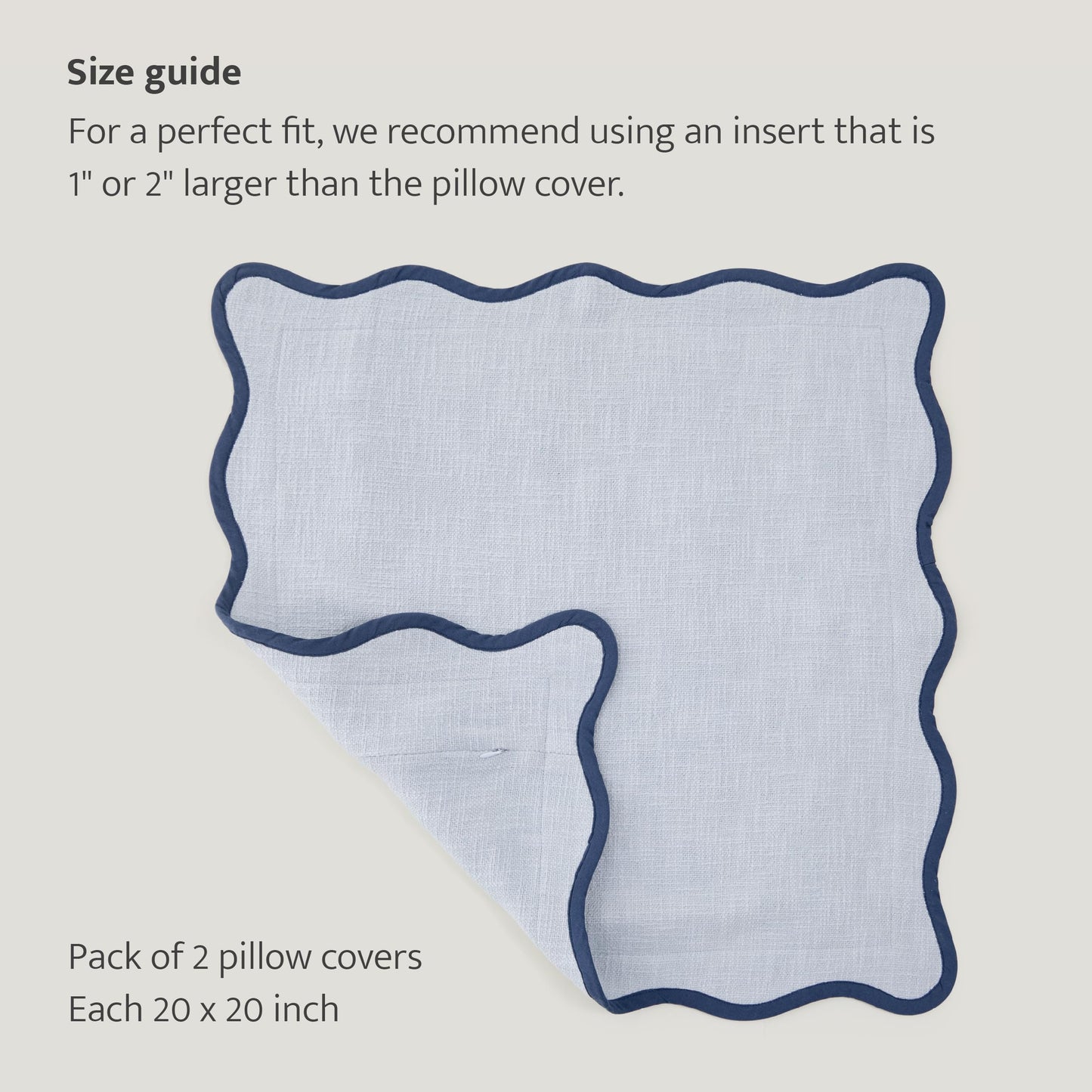 Double Stitch Scalloped Throw Pillow Covers - 100% Cotton