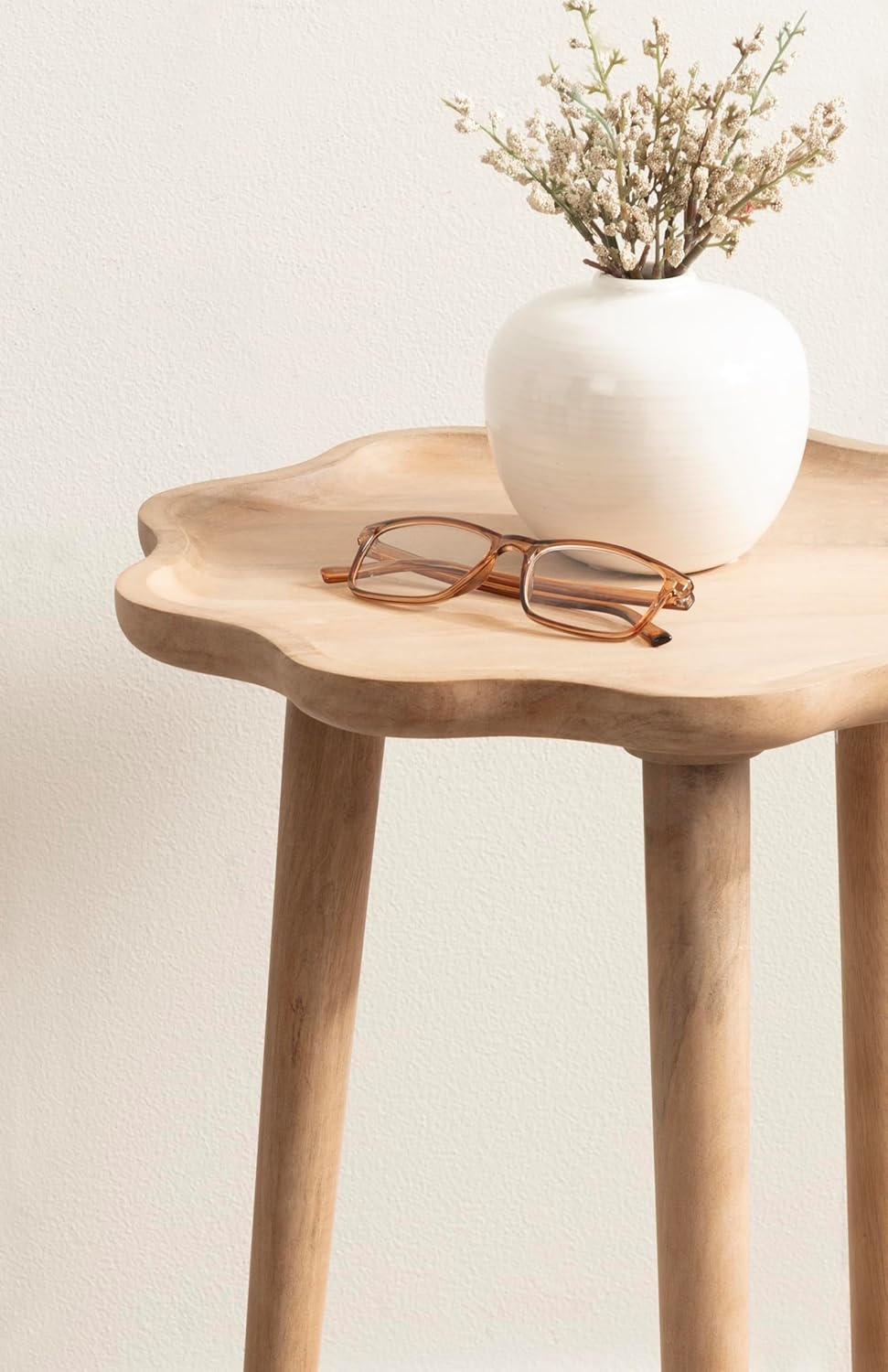 Kate and Laurel Alezar Modern Wooden Round Side Table, 15 x 15 x 22, Walnut Brown, Mid-Century Solid Wood End Table with Wavy Edge for Bedroom Nightstand or Living Room Accent Table