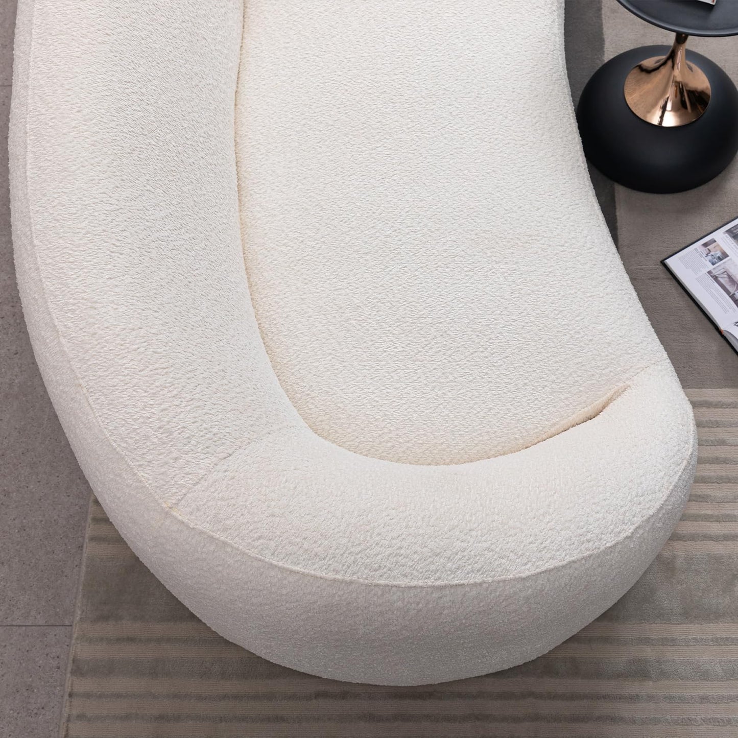 Oversized Curved Boucle 3-Sector Shaped Sectional Sofa