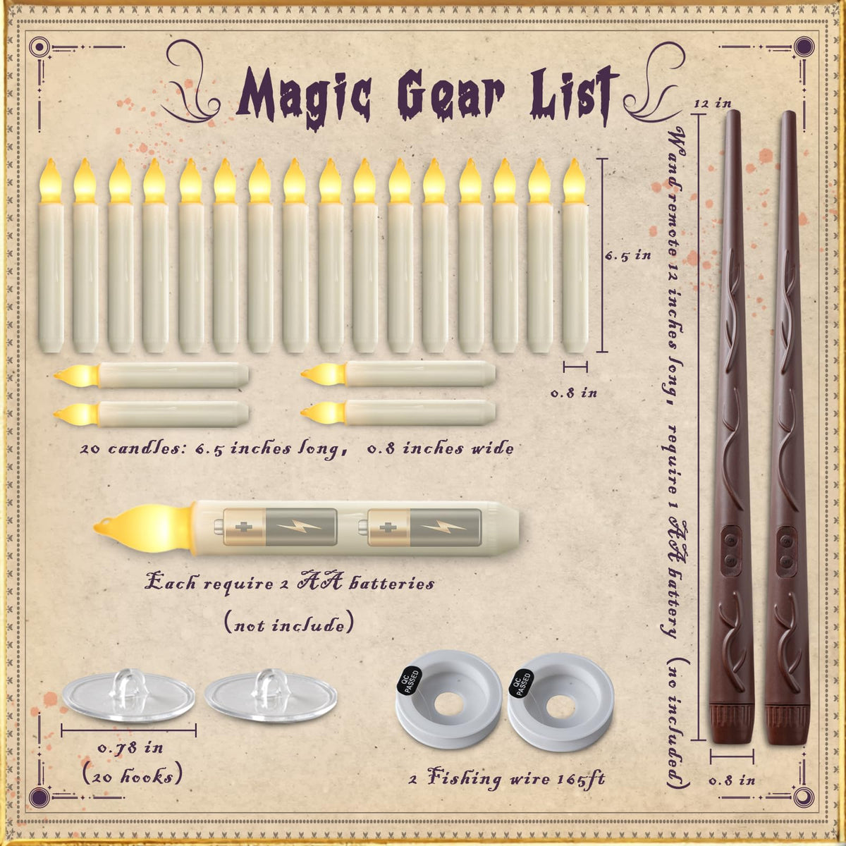 12 Pcs Floating Candle with Wand Remote