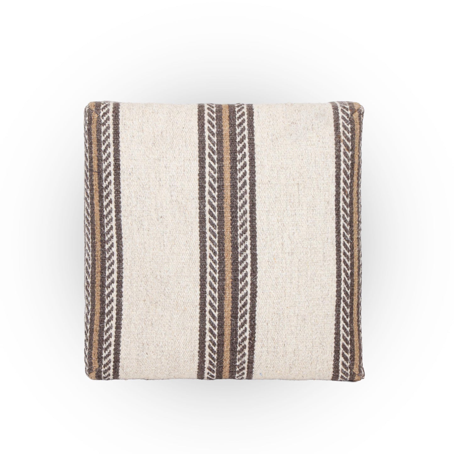 Handmade Jute Ottoman Stool with Wooden Legs